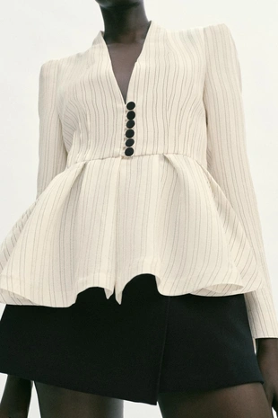 Блейзер с баской в полоску- Заказать в России