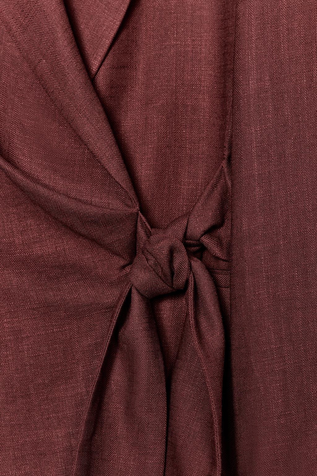 ДВУБОРТНЫЙ БЛЕЙЗЕР ИЗ СМЕСОВОГО ЛЬНА С ЗАВЯЗКАМИ