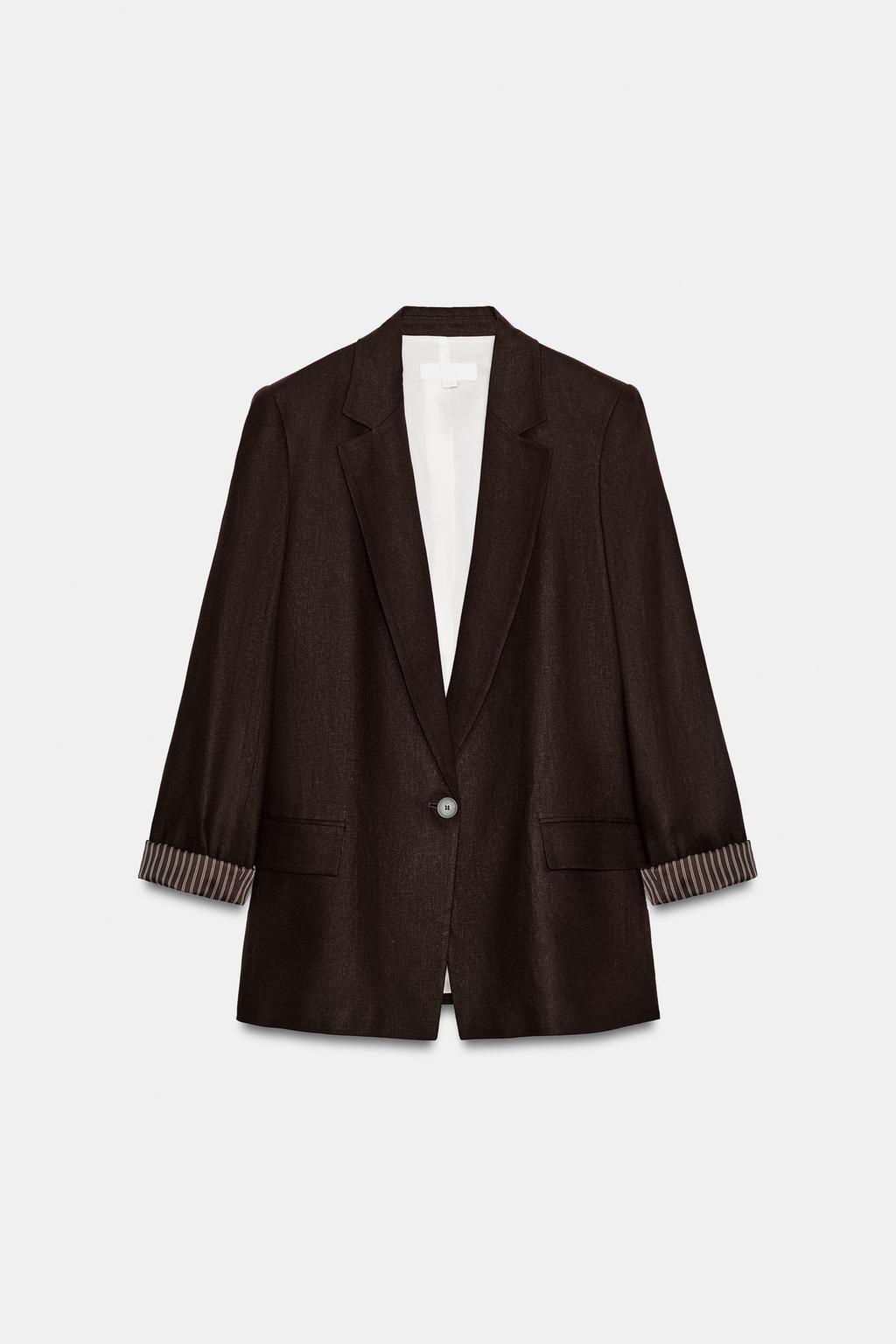 БЛЕЙЗЕР ИЗ ЛЬНА С ПОДВЕРНУТЫМИ РУКАВАМИ