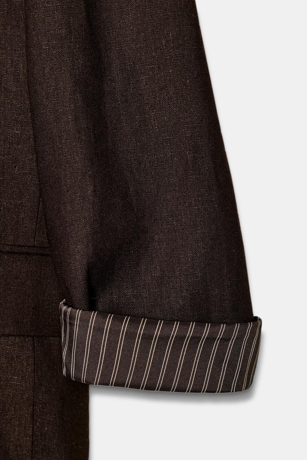 БЛЕЙЗЕР ИЗ ЛЬНА С ПОДВЕРНУТЫМИ РУКАВАМИ