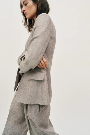 Блейзер из 100% льна с подплечниками- Заказать в России