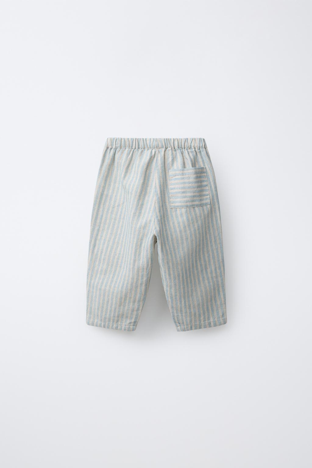 БРЮКИ В ПОЛОСКУ ИЗ ХЛОПКА И ЛЬНА