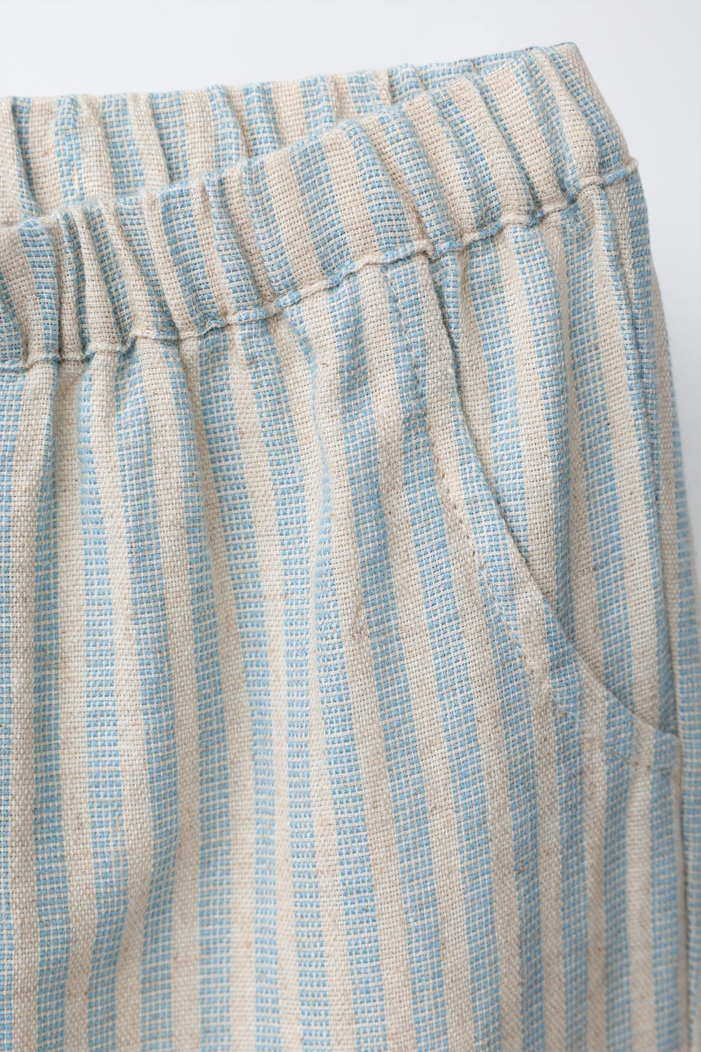 БРЮКИ В ПОЛОСКУ ИЗ ХЛОПКА И ЛЬНА