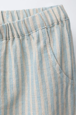 Брюки в полоску из хлопка и льна- Заказать в России