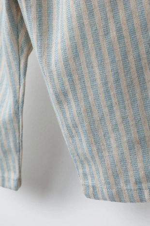 Брюки в полоску из хлопка и льна- Заказать в России