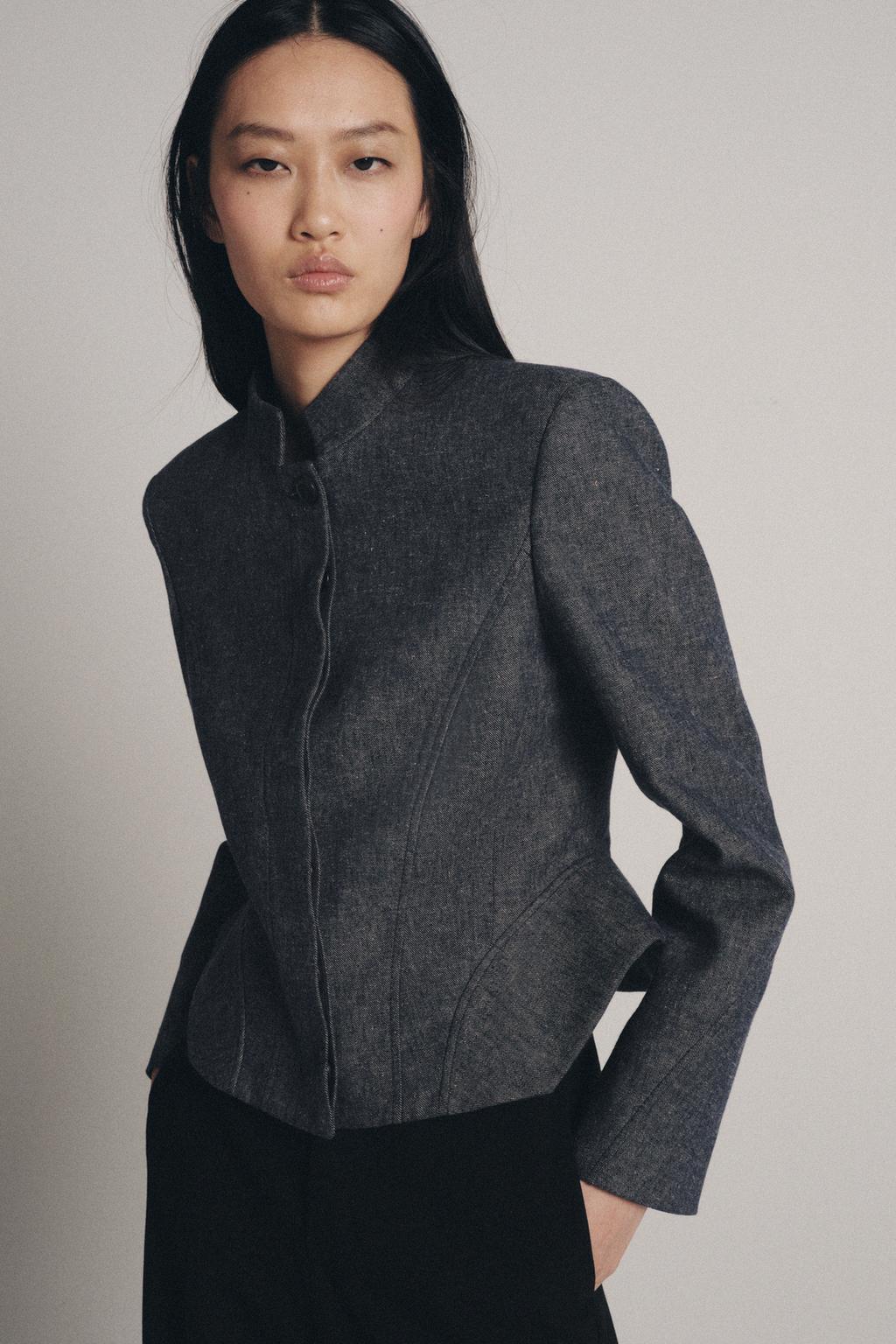 ЖАКЕТ С БАСКОЙ ИЗ СМЕСОВОГО ЛЬНА — коллекция Zara «ZW»