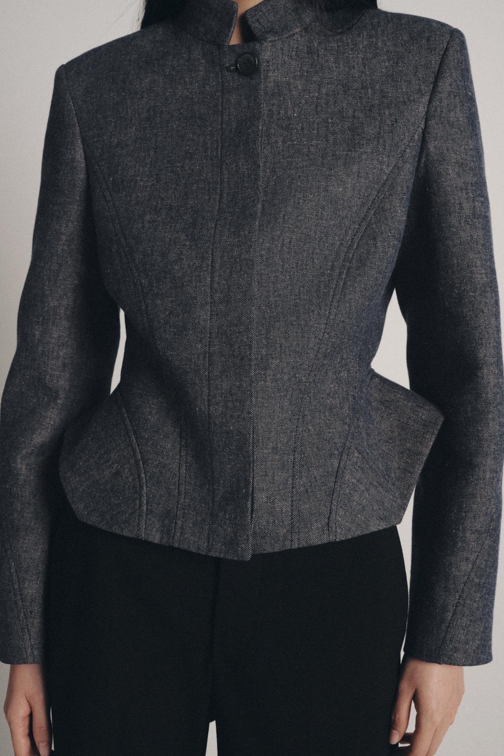 ЖАКЕТ С БАСКОЙ ИЗ СМЕСОВОГО ЛЬНА — коллекция Zara «ZW»