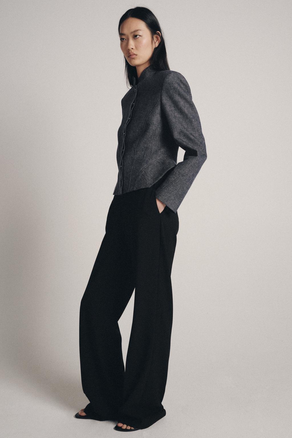 ЖАКЕТ С БАСКОЙ ИЗ СМЕСОВОГО ЛЬНА — коллекция Zara «ZW»