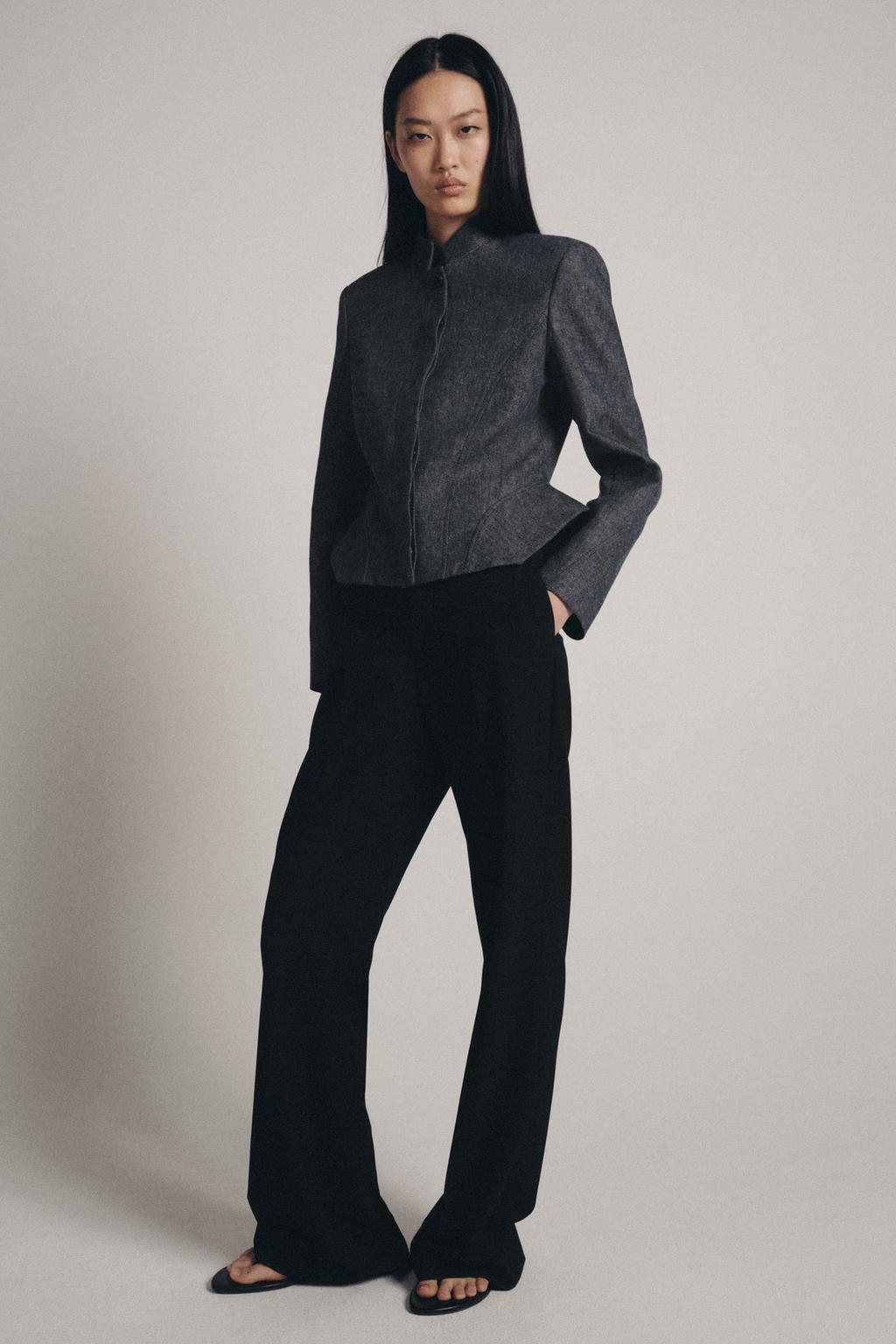 ЖАКЕТ С БАСКОЙ ИЗ СМЕСОВОГО ЛЬНА — коллекция Zara «ZW»