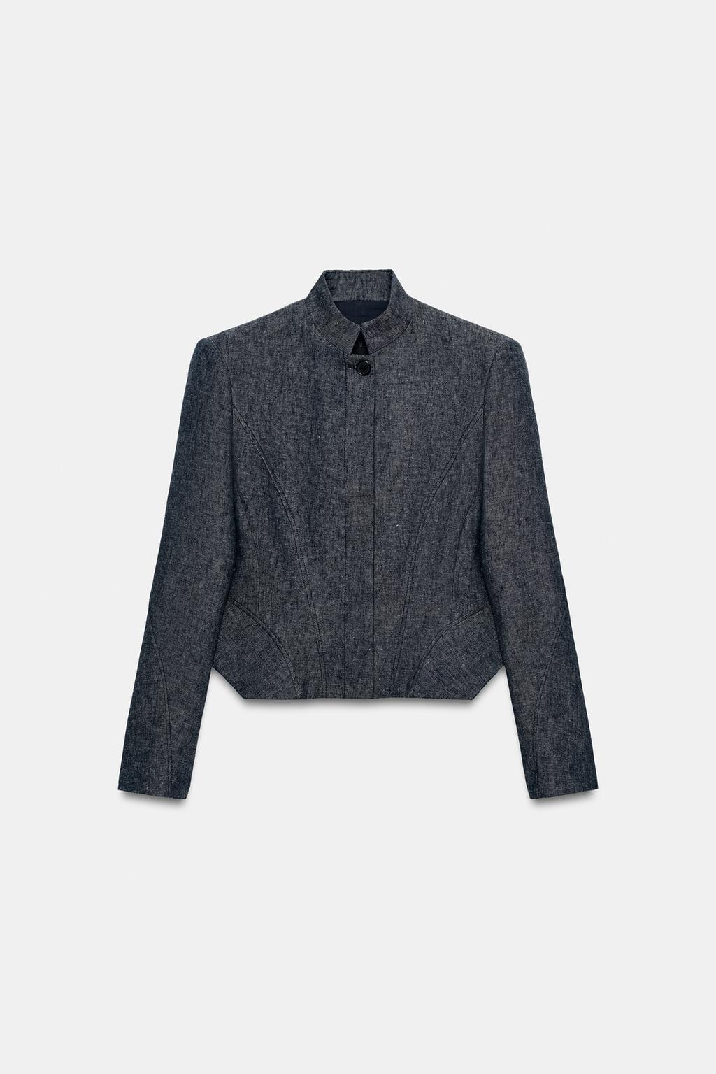 ЖАКЕТ С БАСКОЙ ИЗ СМЕСОВОГО ЛЬНА — коллекция Zara «ZW»