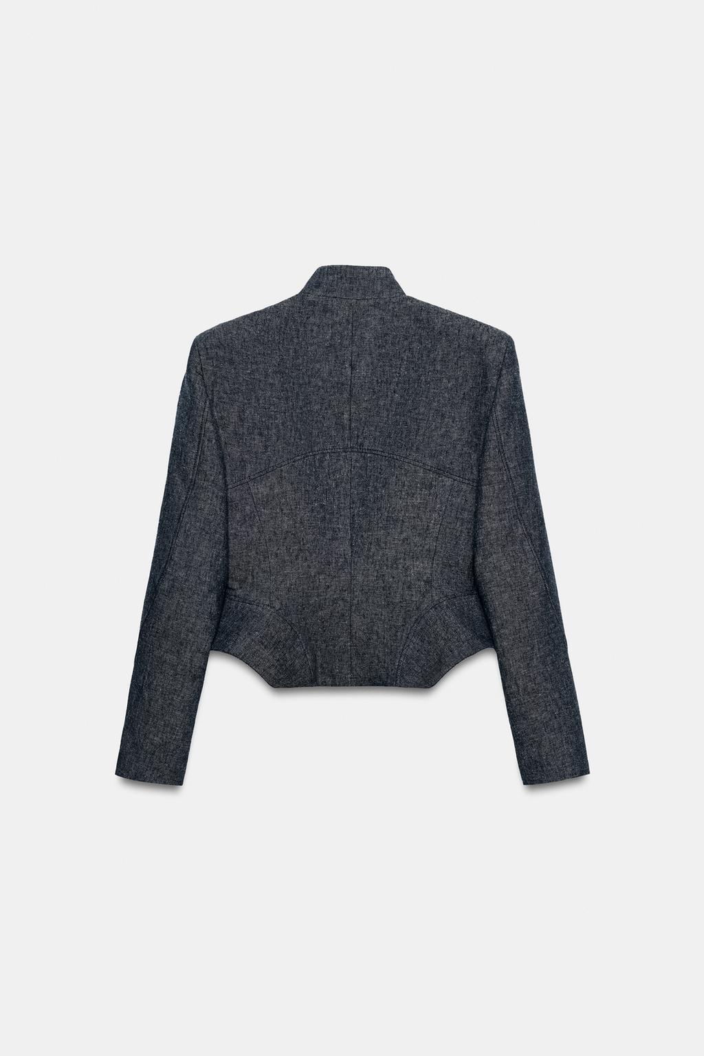 ЖАКЕТ С БАСКОЙ ИЗ СМЕСОВОГО ЛЬНА — коллекция Zara «ZW»