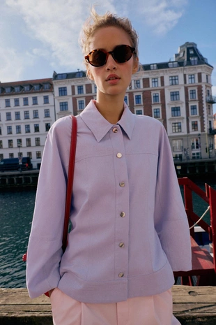 Куртка из льна с объемными рукавами- Заказать в России