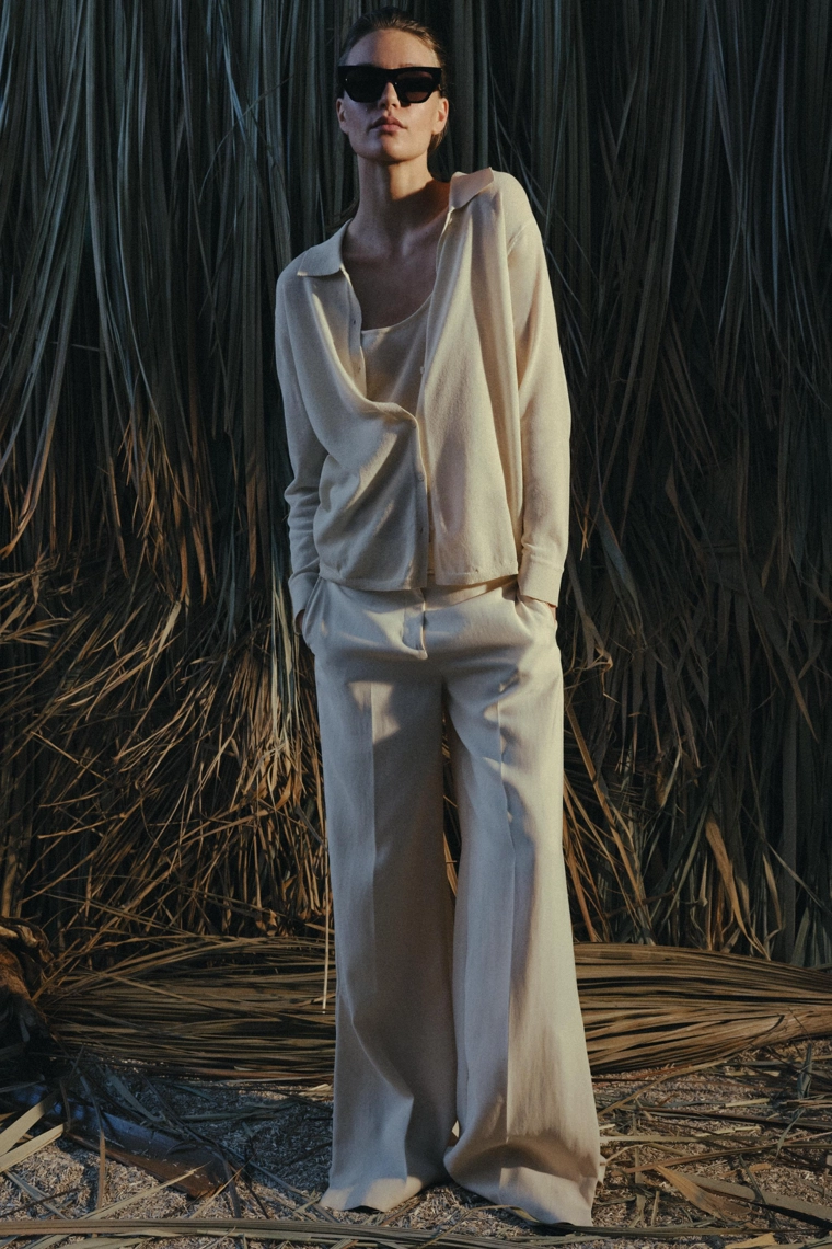 Кардиган с вязаной поло и внутренним топом