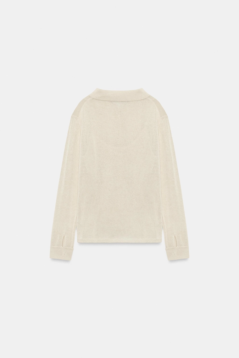 Кардиган с вязаной поло и внутренним топом