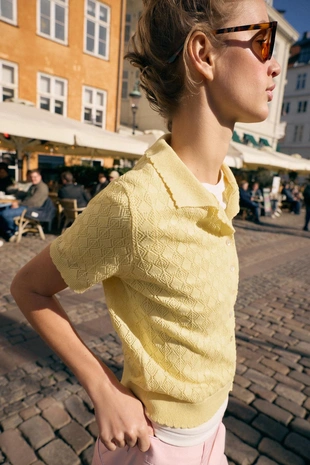 Кардиган поло с коротким рукавом- Заказать в России