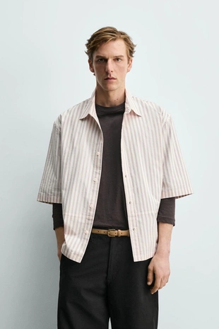 Рубашка свободного кроя в полоску- Заказать в России