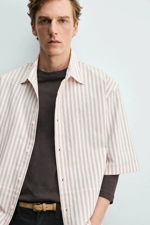 Рубашка свободного кроя в полоску- Заказать в России