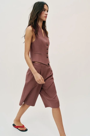 Длинные бермуды из льна- Заказать в России