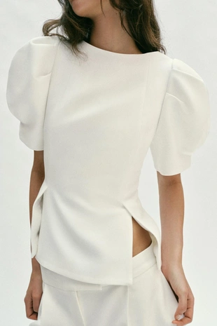 Топ с объемными рукавами- Заказать в России