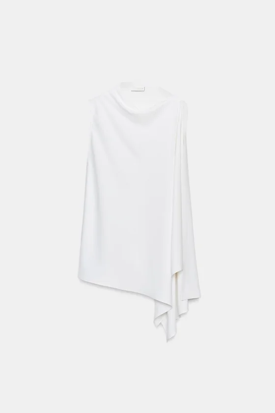 ТОП-НАКИДКА АСИММЕТРИЧНОГО КРОЯ — коллекция Zara «ZW»