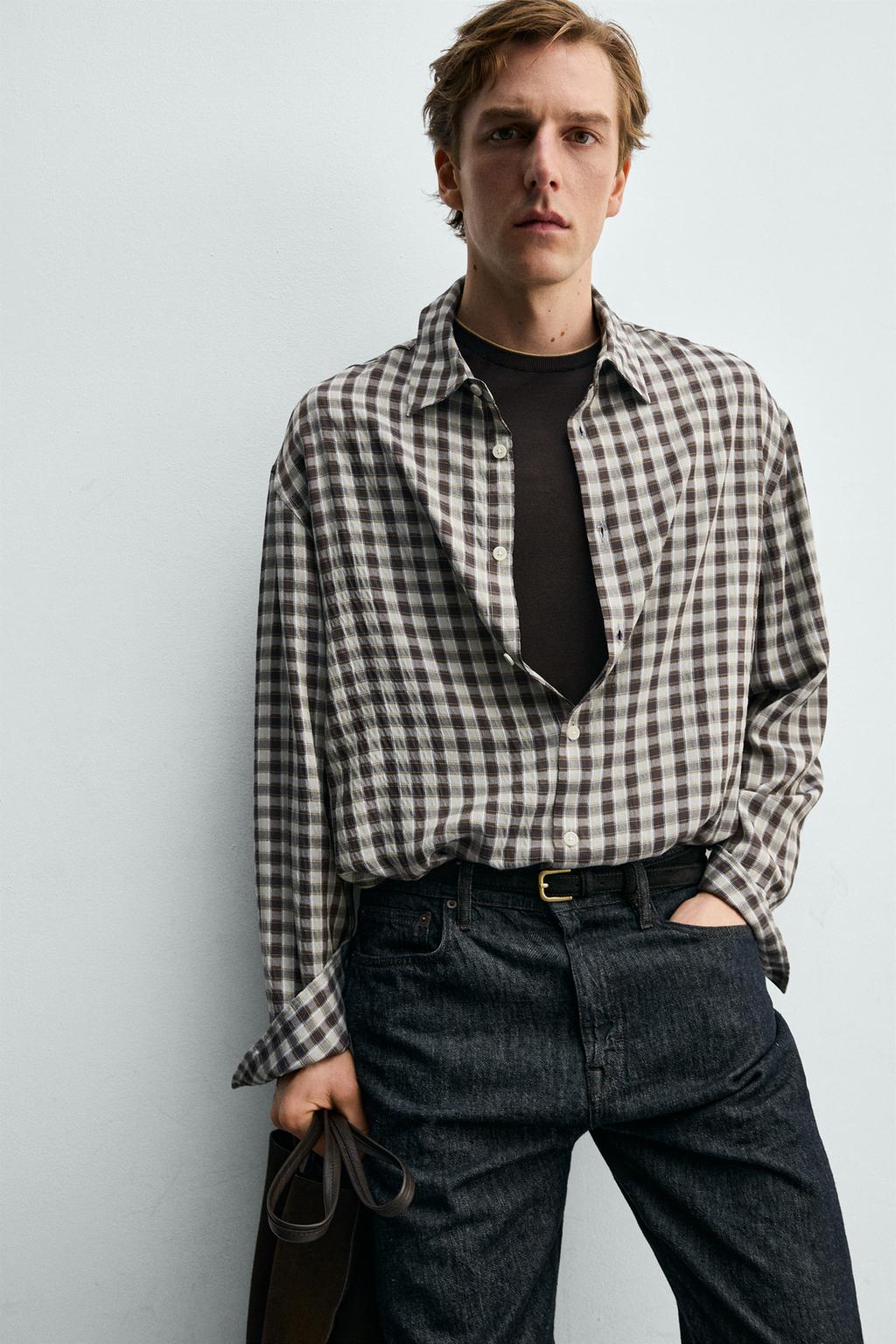 РУБАШКА СТРУЯЩЕГОСЯ ПОКРОЯ В КЛЕТКУ