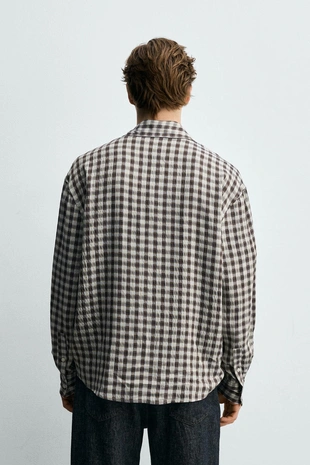 Рубашка струящегося покроя в клетку- Заказать в России