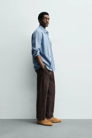 Рубашка классического кроя из хлопка в стиле шамбри- Заказать в России