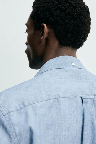 Рубашка классического кроя из хлопка в стиле шамбри- Заказать в России