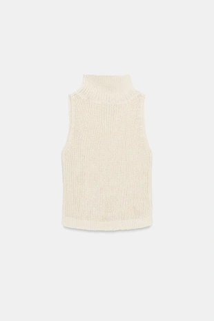 Трикотажный топ с высоким воротником- Заказать в России