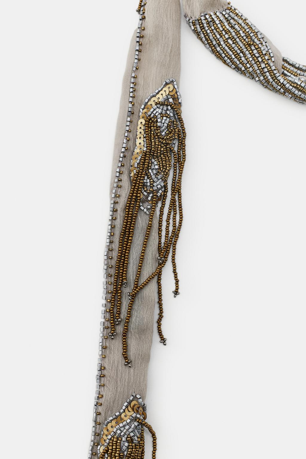 ТОНКАЯ БАНДАНА С БУСИНАМИ И ПАЙЕТКАМИ