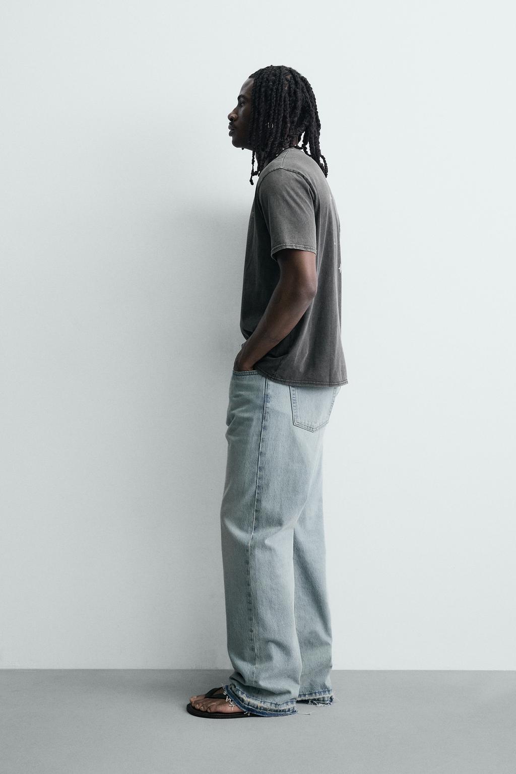 ФУТБОЛКА С ПРИНТАМИ И ЭФФЕКТОМ ПОТЕРТОСТИ