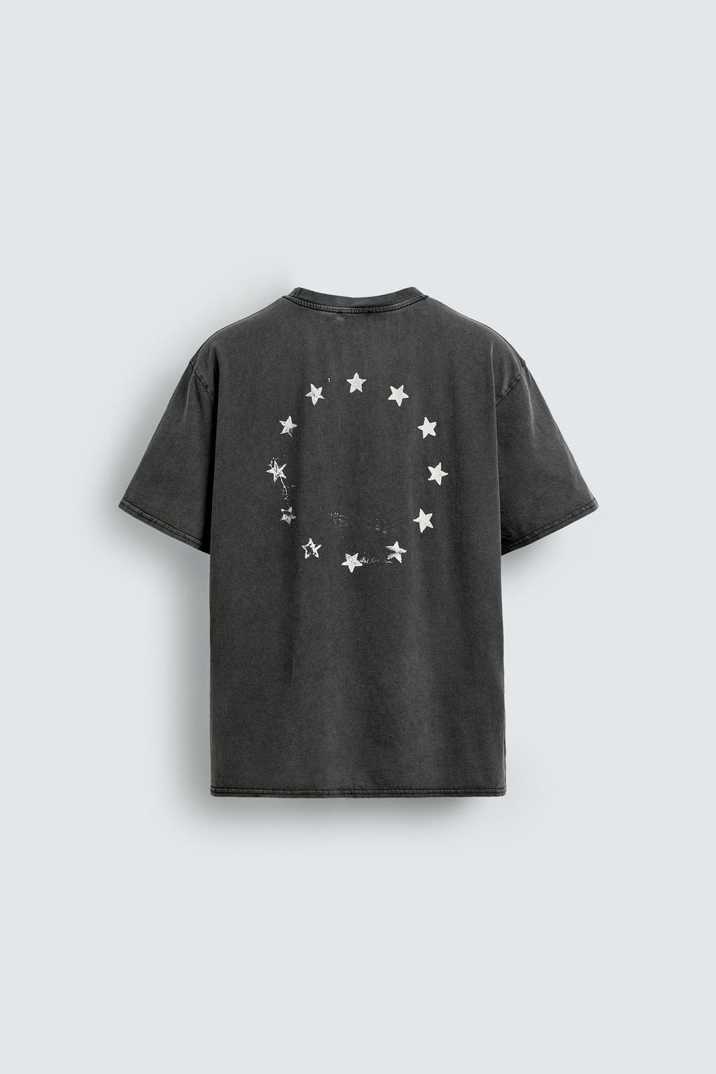 ФУТБОЛКА С ПРИНТАМИ И ЭФФЕКТОМ ПОТЕРТОСТИ