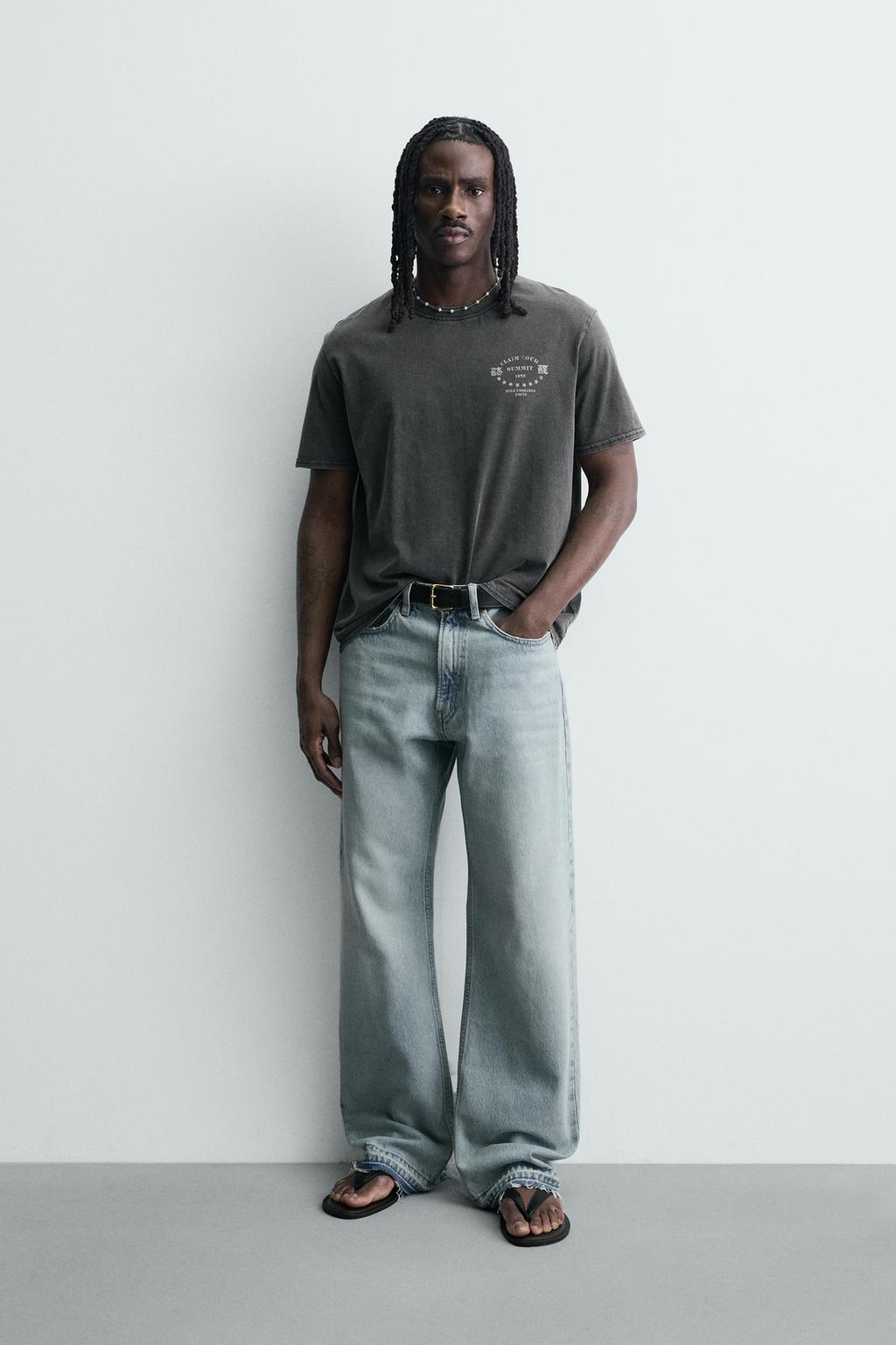 ФУТБОЛКА С ПРИНТАМИ И ЭФФЕКТОМ ПОТЕРТОСТИ