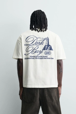 Футболка с контрастным принтом- Заказать в России