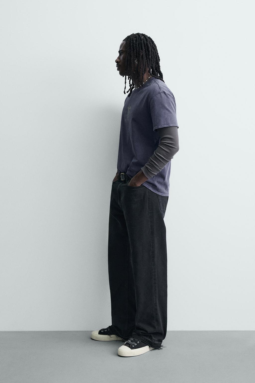 ФУТБОЛКА С ПРИНТАМИ И ЭФФЕКТОМ ПОТЕРТОСТИ