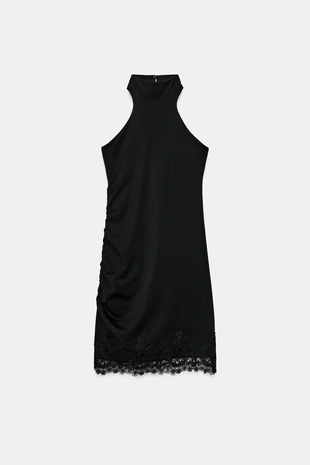 Платье халтер с кружевом- Заказать в России