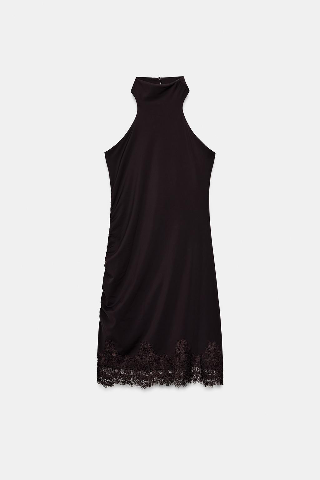 МИНИ-ПЛАТЬЕ ХАЛТЕР С КРУЖЕВОМ