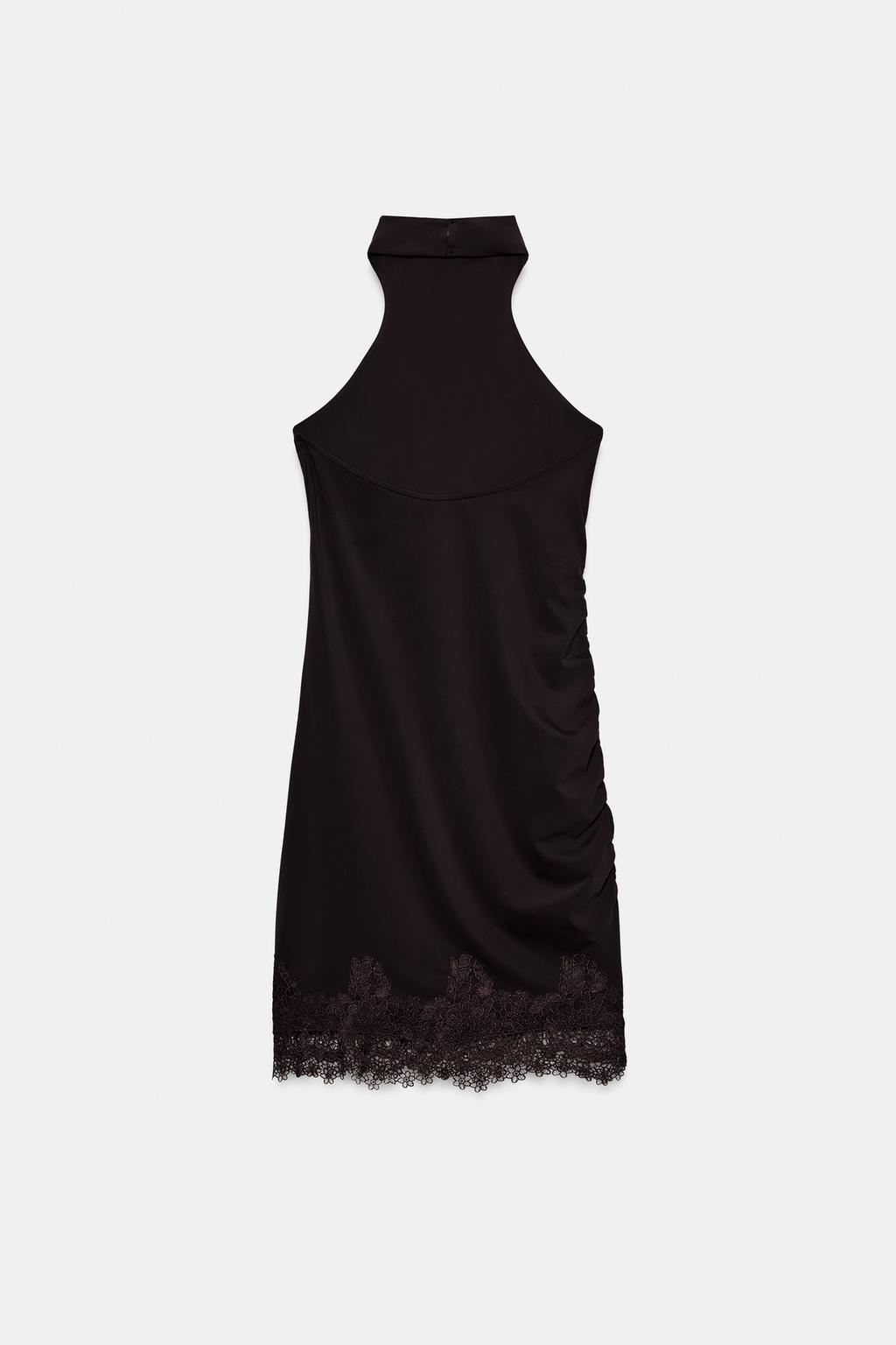 МИНИ-ПЛАТЬЕ ХАЛТЕР С КРУЖЕВОМ