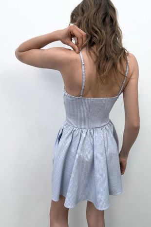 Платье-корсет в клетку виши с объемной юбкой- Заказать в России