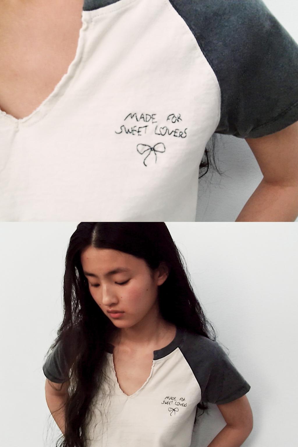 ФУТБОЛКА С РУКАВАМИ РЕГЛАН И ЭФФЕКТОМ ПОТЕРТОСТИ