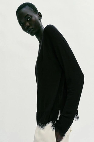 Свитер с кружевом- Заказать в России