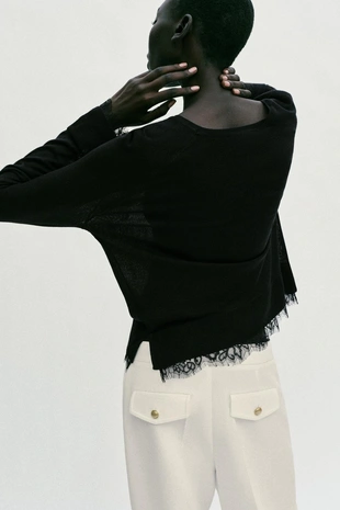 Свитер с кружевом- Заказать в России