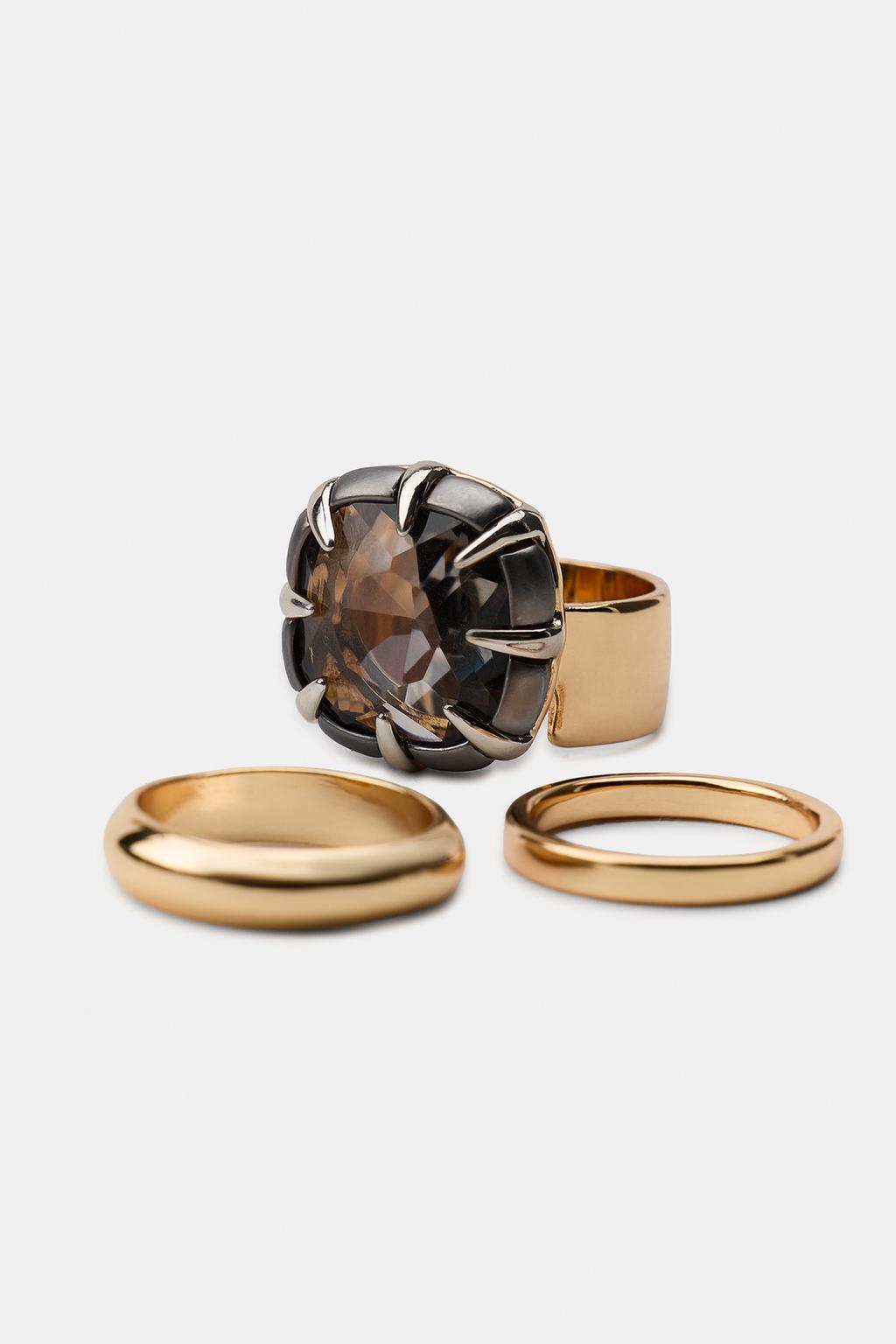 НАБОР ИЗ ТРЕХ КОЛЕЦ С КАМНЕМ