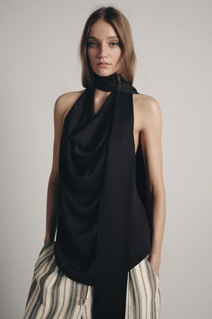 Топ-халтер с шарфом и бахромой — Zw Collection- Заказать в России