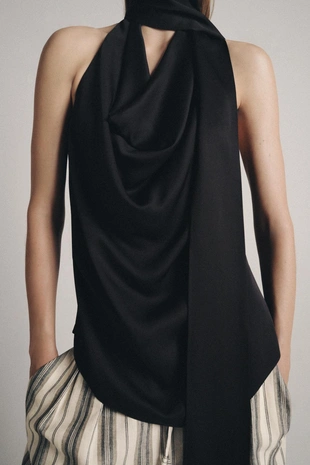 Топ-халтер с шарфом и бахромой — Zw Collection- Заказать в России