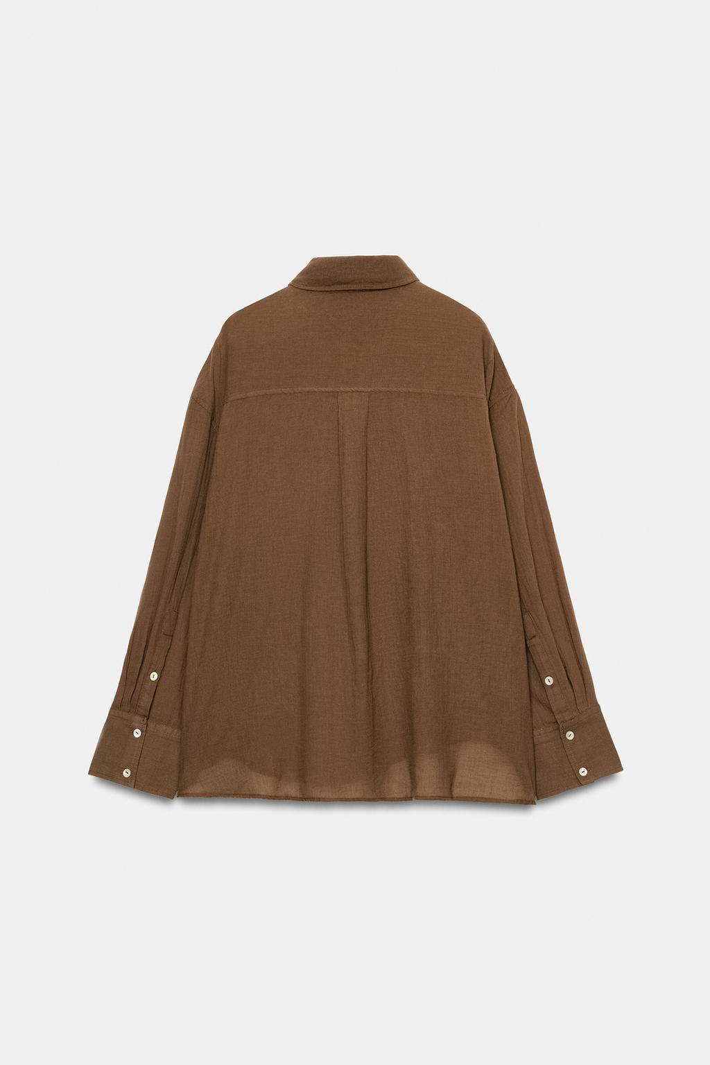 РУБАШКА ОВЕРСАЙЗ ИЗ ГАЗА С КАРМАНОМ