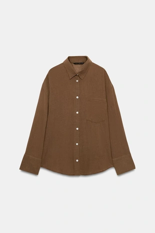 Рубашка оверсайз из газа с карманом- Заказать в России