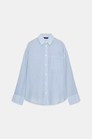 Рубашка оверсайз из газа с карманом- Заказать в России