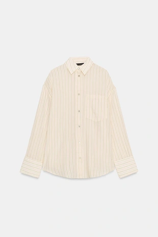 Рубашка оверсайз из газа с карманом