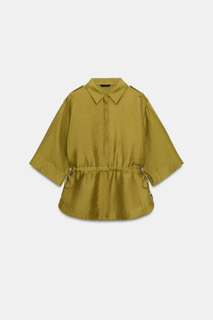 Рубашка сафари из льна с завязками- Заказать в России